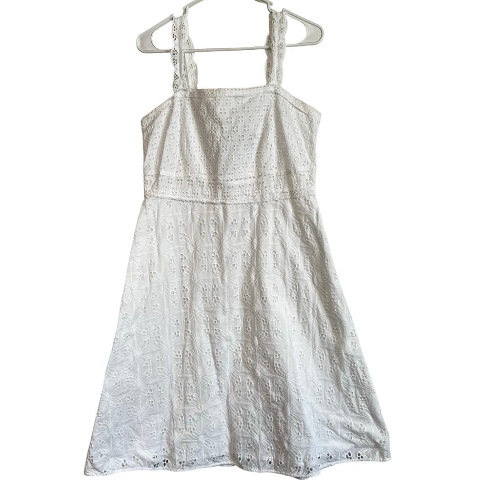 Ann Taylor Eyelet White Dress Sundress Women's size 8